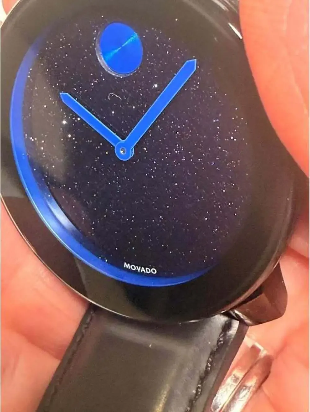 Movado Bold Black Watch Blue Starry Night Dial